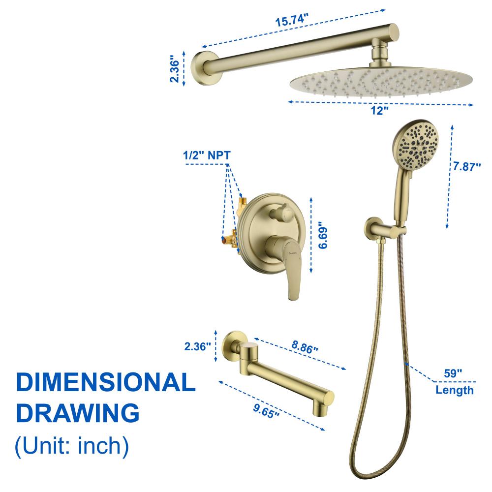 Wall Mounted Shower Set 88052bg 12 5