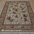 4&#39;x6 &#39;Design myśliwski Silk Vintage Persian Qum Rug