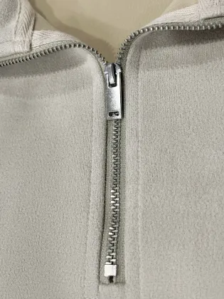 Ladies' khaki half open casual sports pullover outer wear