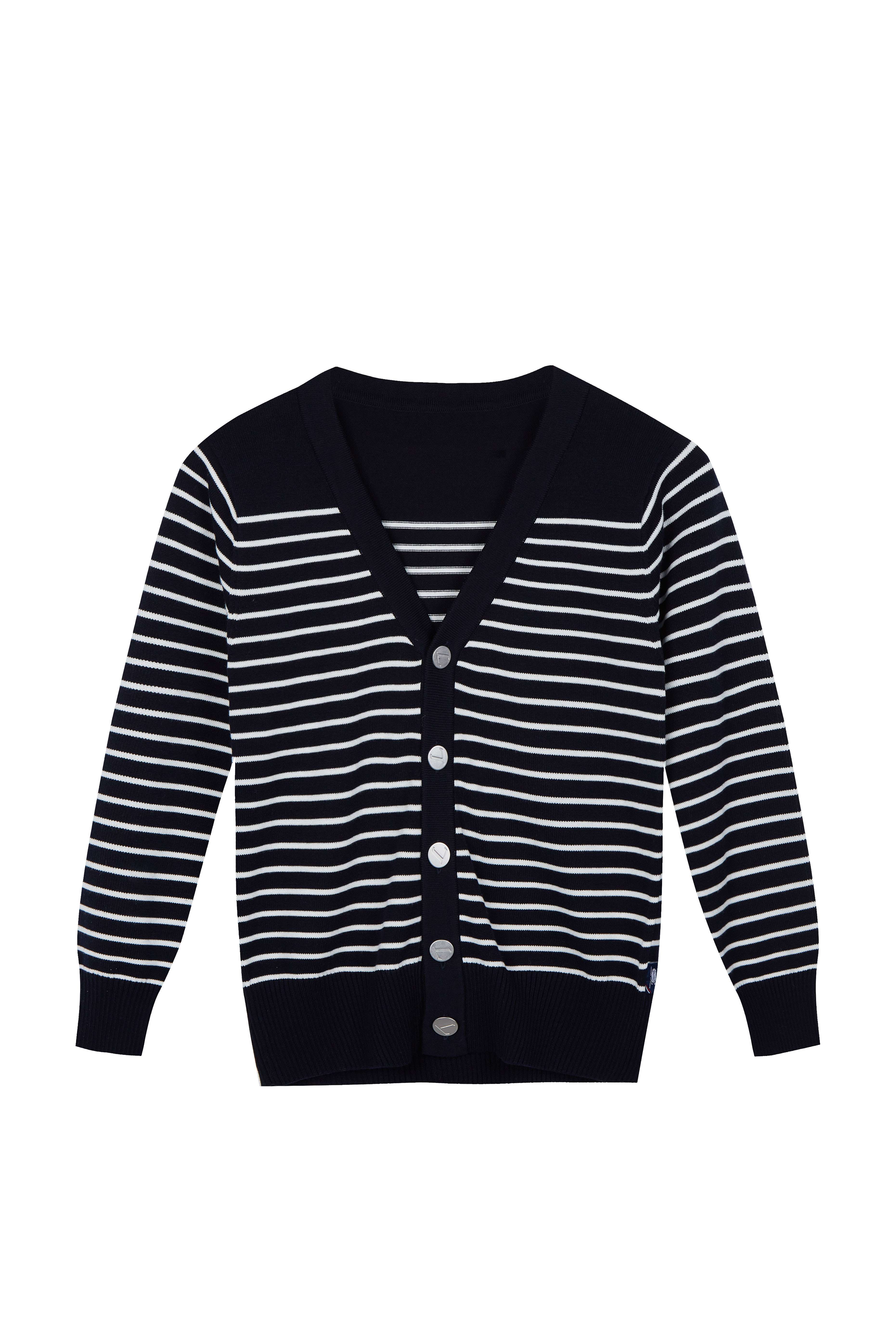 Boy's Sweater Stripe Vest Cotton V-Neck School Uniform Button Cardigan