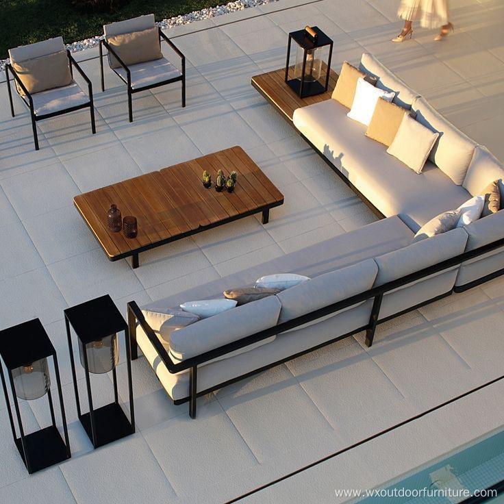 low price new design furniture High density sponge Metal Aluminum alloy Waterproof villa Hotel Patio Garden Outdoor sofa
