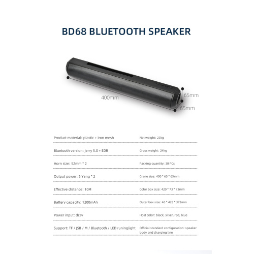 Wireless Stereo Pairing Bluetooth Speaker with Microphone