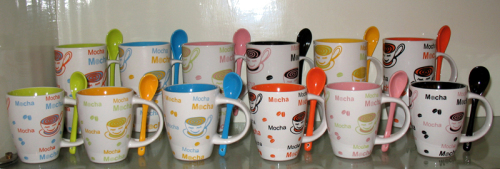 Ceramic Coffee Mug with Spoon Set