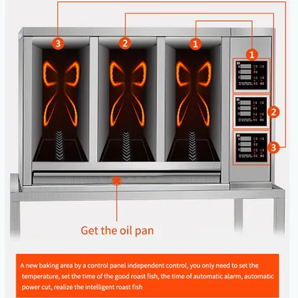 Portable Electric 3 Grid Barbecue Machine for Grilled Fish