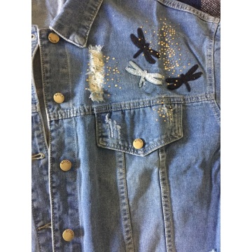 Veste Section Motif Broderie Mode Bleu