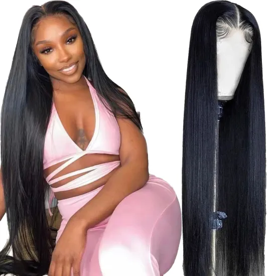 13x4 13x6 360 370 HD Lace Frontal Wig Brazilian Straight Human Hair Wigs, 150% 180% Fake Scalp Lace Wigs For Black Woman