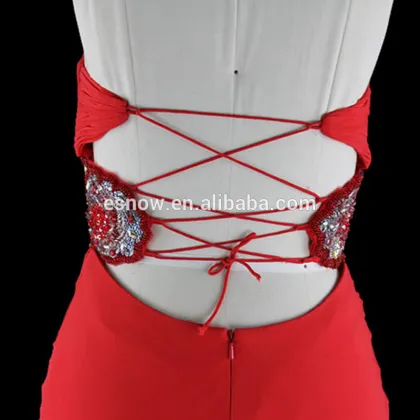 2016 Wholesale Sexy Sweetheart Beaded Lace up Fashion Evening Dress for Ladies