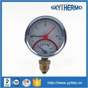 radial connection temperature pressure gauges thermo-pressure gauge 0 to120 celsius
