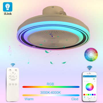 Colorful Dazzling Bluetooth Music RGB Voice-Controlled LED Ceiling Fan with Light