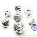 Bescon Raw Metal Polyhedral D＆D RPG 7-Dice Set、Shiny Silver-Ore Lode Solid Metal Dice Set