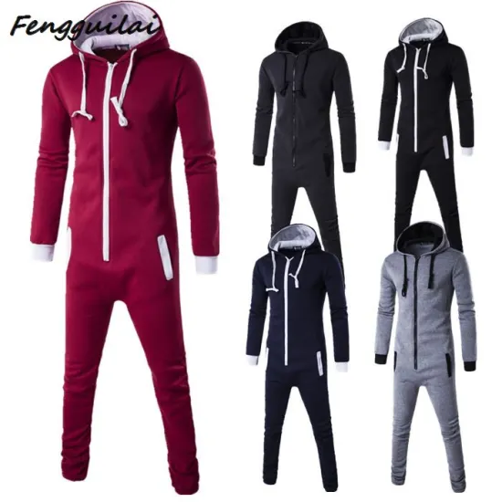 FENGGUILAI Sporting Jumpsuit Men Women Long Sexy Playsuit Long Sleeve One-piece Garment Pajama Set Hoodie Warm Fur Sweatshirt