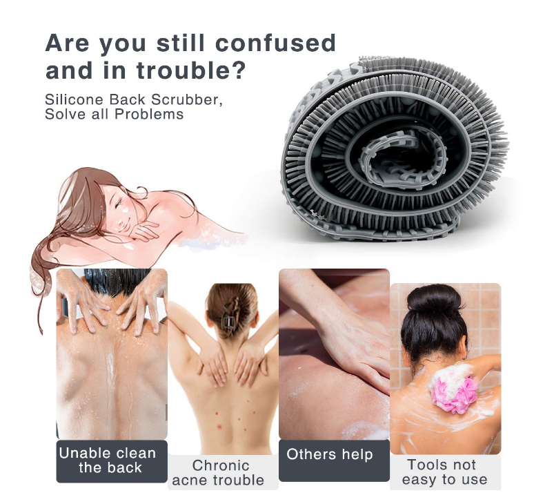 Exfoliating Long Double Side Silicone Bath Scrubber
