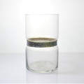 Cylinderblommande glaskristallvas med diamantbälte