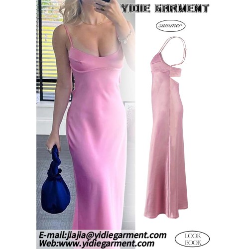 Vintage Backless Thin Straps Female Dresses