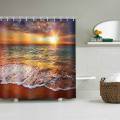 Sea Wave Waterdicht Douchegordijn Strand Zonsondergang Badkamer Decor Douchegordijn met haken