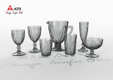 Solid color grey machine made glass set