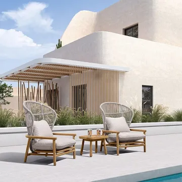 Wholesale Outdoor Aluminum Frame Rope Lounge Sofa Set - Waterproof Teak Wood Sofa