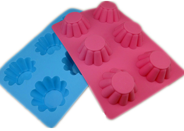 6 cavities nice flower shaped silicone cupcake baking molds