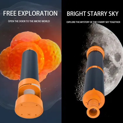 150x-300x-600x Microscope & 12x-24x Telescope Educational Toy for Kids