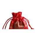 Chinese style red satin drawstring bag pouch