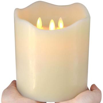 3 WICK 배터리 작동 LED Flameless Pillar Candles