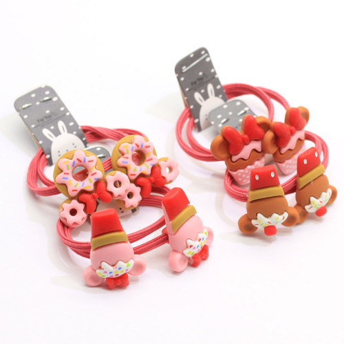 2019 New Lovely Baby Girls Dessert Elastic Hair Bands Head Rope Cute Cartoon Mouse Ear Decor Hair Tie Headband Ponytail Holder