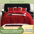 Coleção de roupa de cama antiestática de lã de cordeiro vermelho