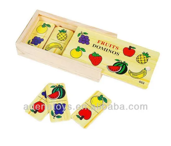 Wooden kids educational DIY Toys Fruit Dominoes