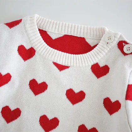 White Cotton Crew Neck Sweater for Kids and Girls