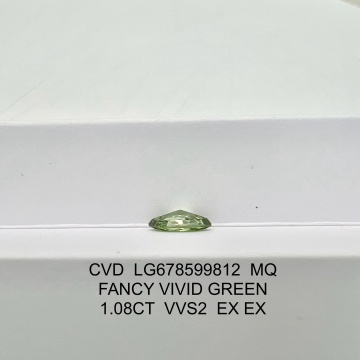 CVD เพชร Lab Green Marquise Cut 1.08CT VVS2
