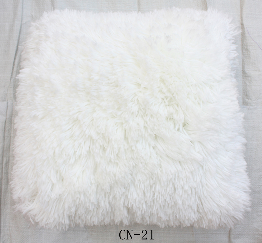 Polyester Shaggy Cushion White Color