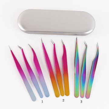 Custom Logo Private Label Rainbow Volume Lash Tweezers