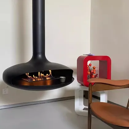 Hanging Wood Fireplace Bed with Built in Living Room Fireplace