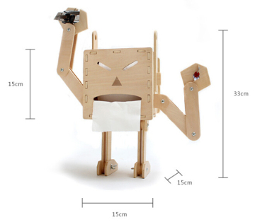 New Wooden Robot-Shaped Tissue Box