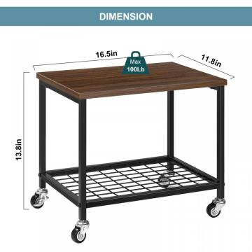 2 Tier Small Printer Cart with Storage Shelf