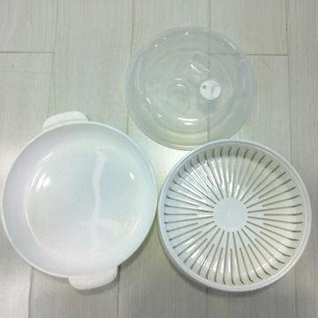 Plastic Microwave Steamer, Made of PP, for Steam Food, w/ Air Vent, Transparent Lid and Interlayer