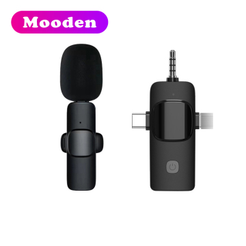 K15 Wireless Collar Microphone with Type-C 3-in-1 Interface for Outdoor Recording and Live Streaming