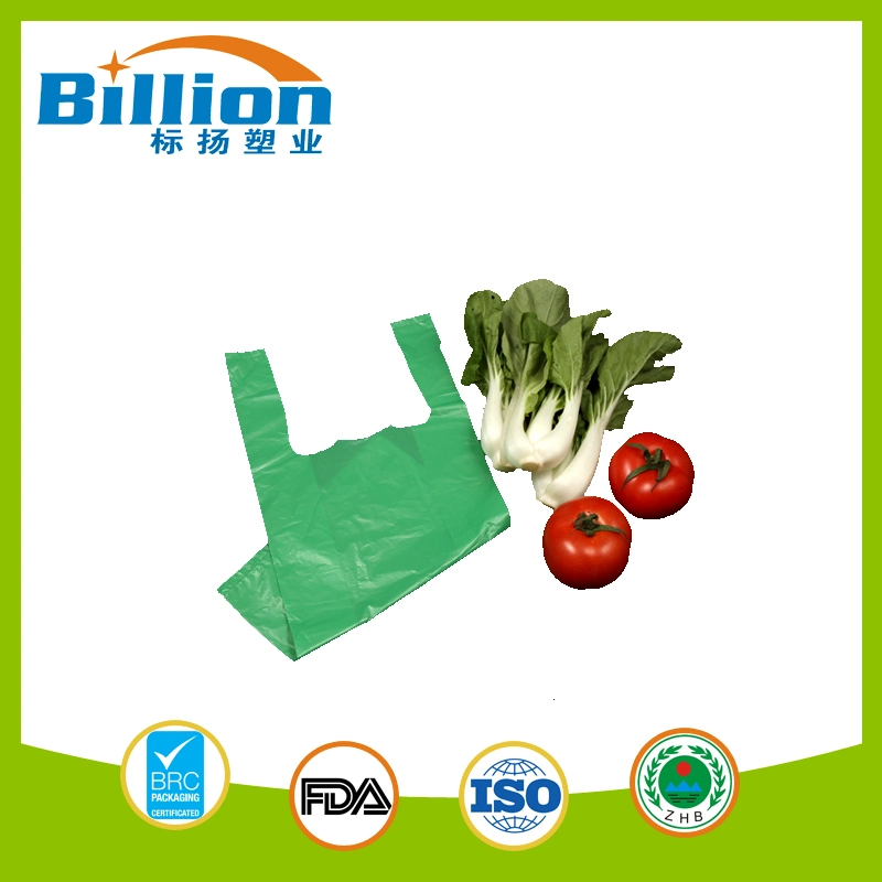 Plastic HDPE Vest Handle Reusable Mesh Produce Bag for Supermarket