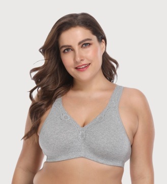 In-stock plus size cotton wireless no padded bra
