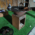 Corten fire pit table metal wooden grill bbq