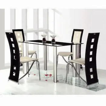 Modern Tempered Glass Dining Set, Measures 1,600 x 900 x 750mm