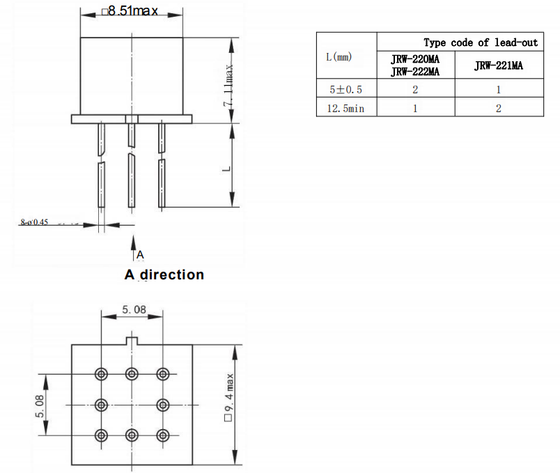 JRW-220MA TO-5 dimensional and application data