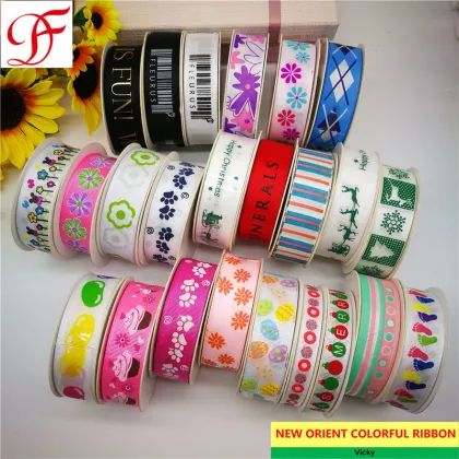 Grosgrain Ribbon Double/Single Face Satin Ribbon Sheer Organza Ribbon Taffeta Gingham Hemp Ribbon Metallic Ribbon with 6colors Printing