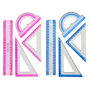 Çin Üretim Matematik Geometri Aracı Kural Seti: 4 PCS 8 inç Plastik Cetvel Seti