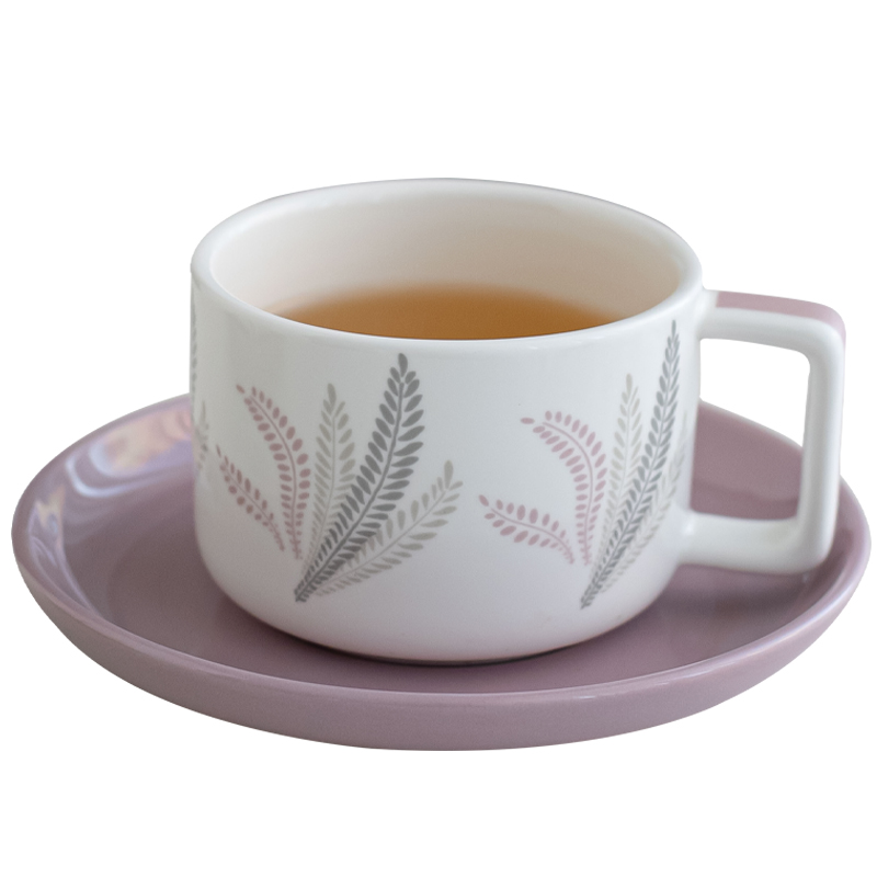 Wholesale Ceramic Coffee Cup Tea Mug Porcelain Cappuccino Latte Cups with Plant