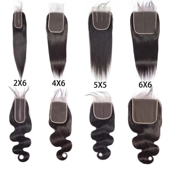 4x4 5x5 Swiss Lace Closure 100% Brazilian Human Hair Transparent Lace Closure