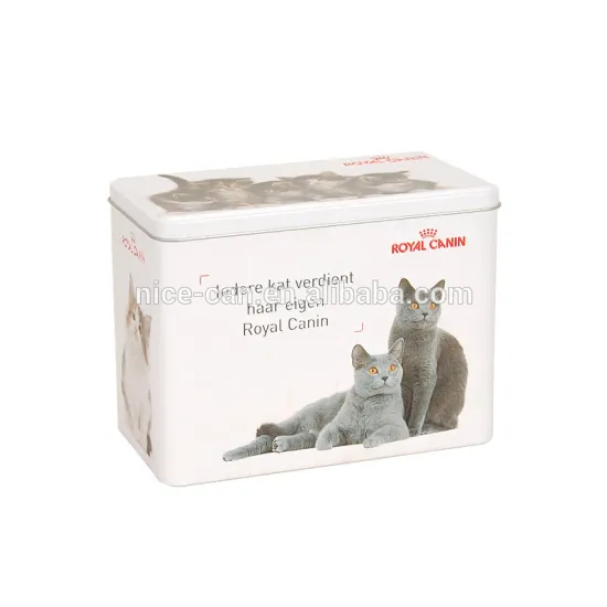 2015 new design Custom Rectangular Pet Food Tin Box for cat/dog food