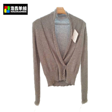 Deckle Cashmere Cardigan, Rough Brown Button Cardigan