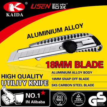 18mm Snap Off Blade Aluminium Alloy screw lock multifuction tool knife