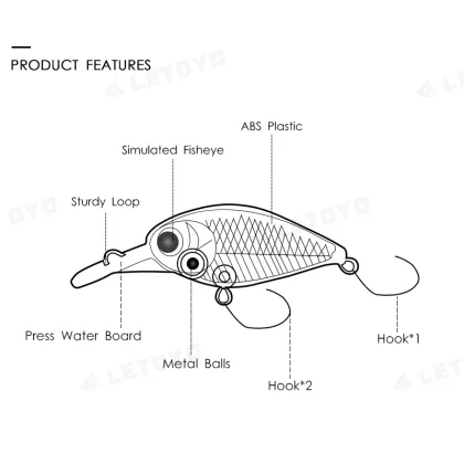Mini Crank Bait Hard Lure 50mm 3.2g for Bass Fishing